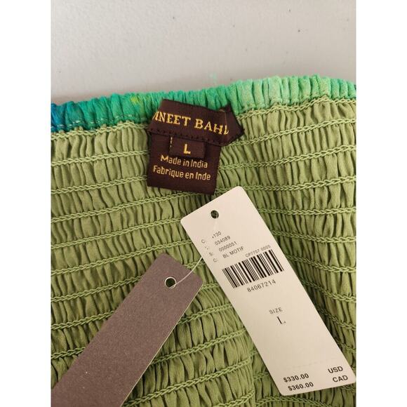 NWD Anthropologie Vineet Bahl Colorful Blurred Sheer Train Dress Sz L #MB426 - Picture 8 of 14